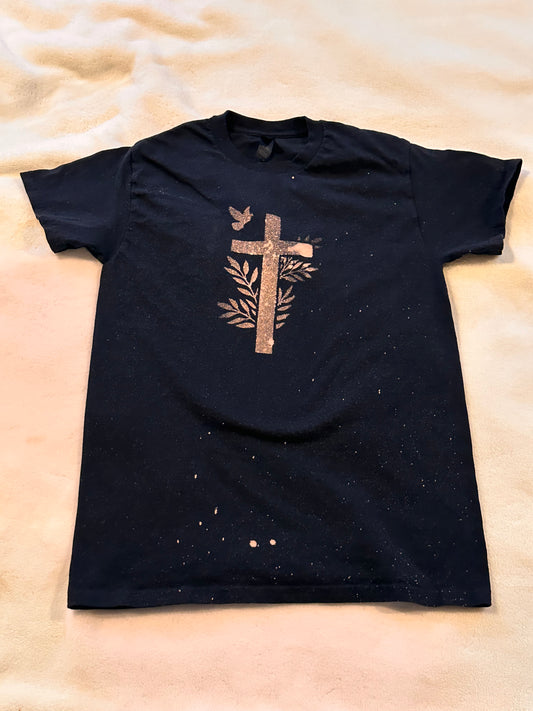 Bleached cross short sleeve T-shirt